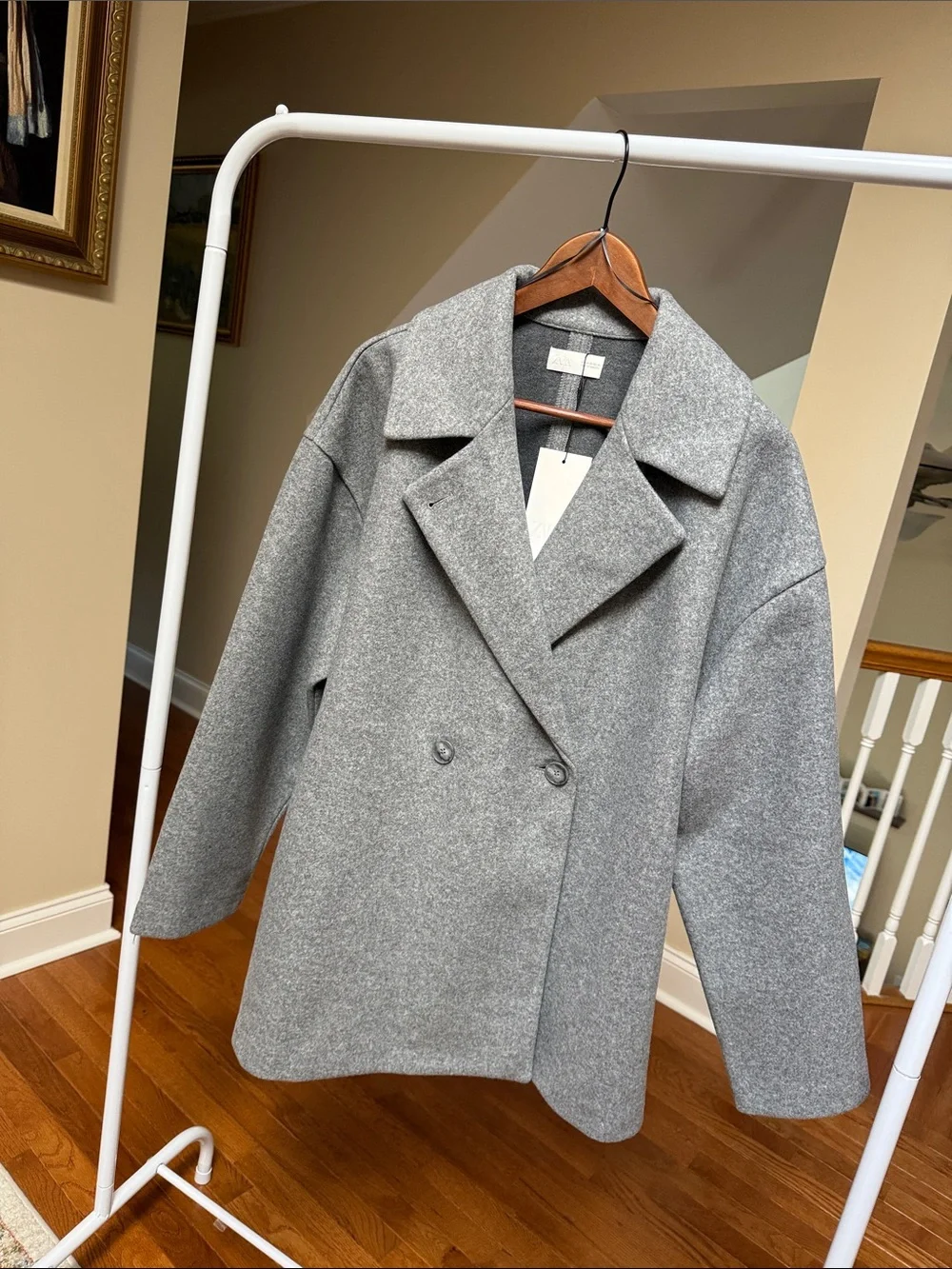 ZARA double breasted coat gray